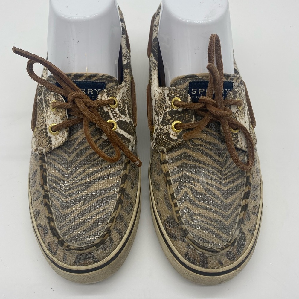 Sperry Leopard Print Clear Sequin Classic Boat Sh… - image 5